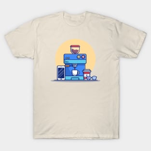 Coffee Machine Pod, Cup, Mug, Phone And Eyeglasses T-Shirt